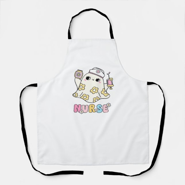 Retro Ghost Nurse Halloween Design Classic T - Shi Schürze (Vorderseite)