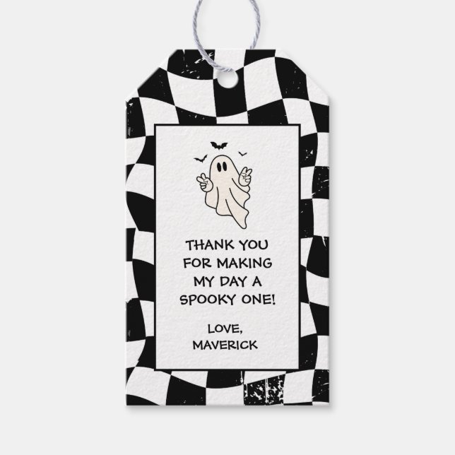 Retro Ghost One Halloween Boy 1st Birthday Geschenkanhänger (Vorderseite)