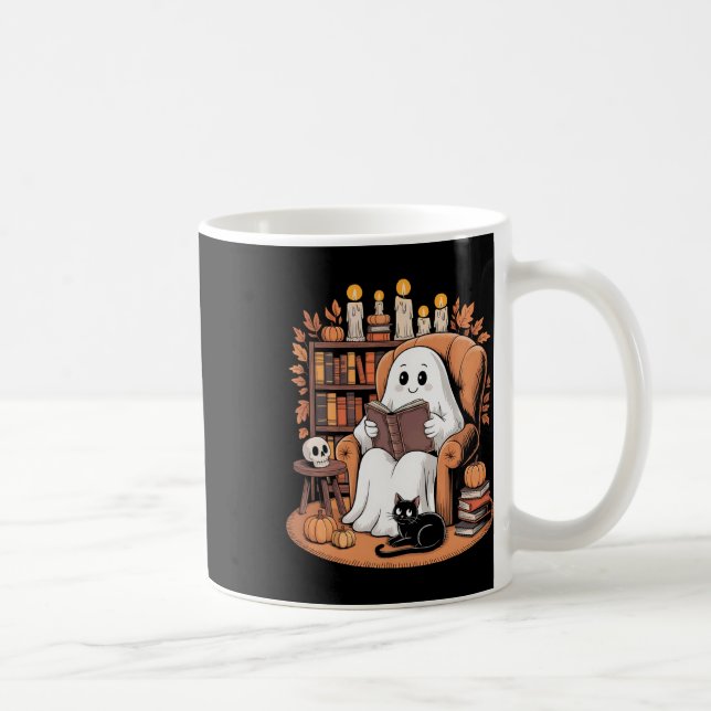 Retro Ghost Reading Books Kaffeetasse (Rechts)
