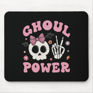 Retro Ghoul Power Halloween Girl Power Skull Toddl Mousepad