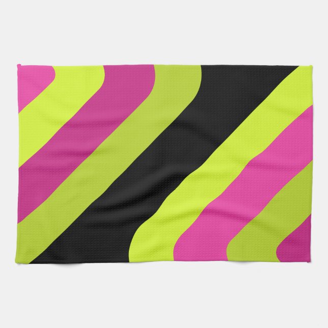 Retro Giant Diamonds Chartreuse Magenta Geschirrtuch (Horizontal)