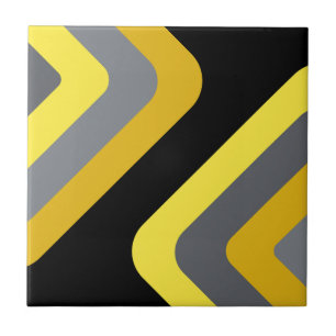 Retro Giant Diamonds Yellow Gray Fliese