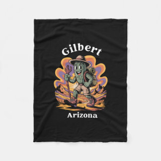 Retro Gilbert Arizona Hiking Trail Adventure Cactu Fleecedecke