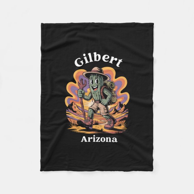 Retro Gilbert Arizona Hiking Trail Adventure Cactu Fleecedecke (Vorderseite)