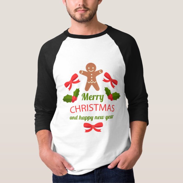 Retro Gingerbread Christmas Raglan Tee USA (Vorderseite)
