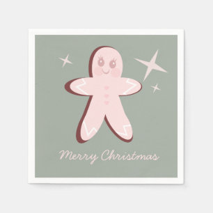 Retro-Gingerbrot-Cookies Groovy Weihnachten Serviette
