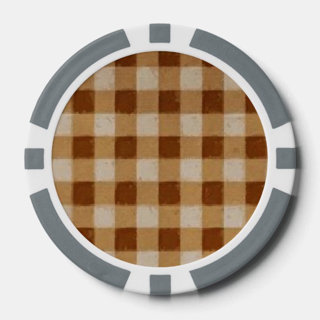 Retro Gingham Brown Pokerchips (Vorderseite)