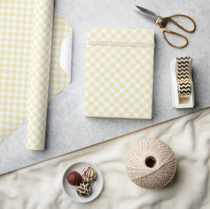Retro-Gingham Buttergelb Geschenkpapier