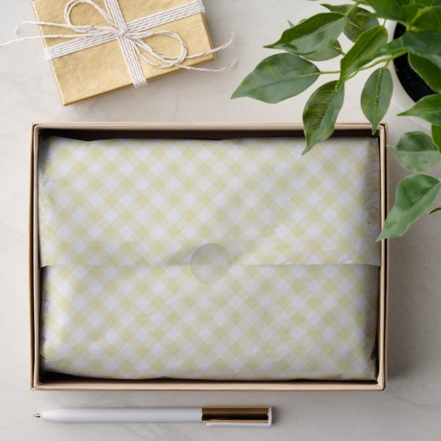 Retro-Gingham-Buttergelb Seidenpapier (Geschenk)