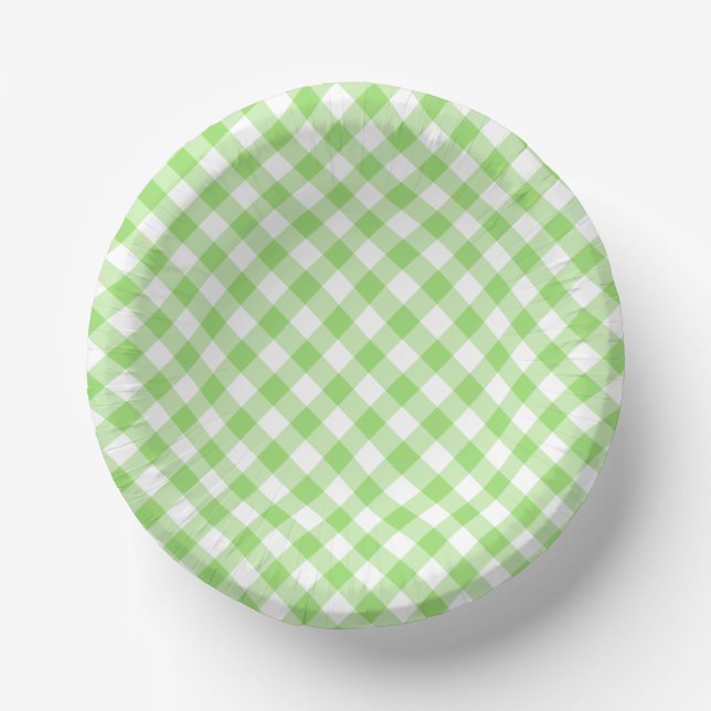 Retro-Gingham-Frühlingsgrün Pappteller (Vorderseite)