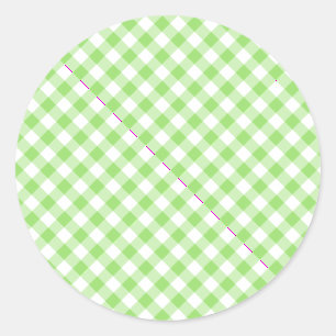 Retro-Gingham-Frühlingsgrün Runder Aufkleber