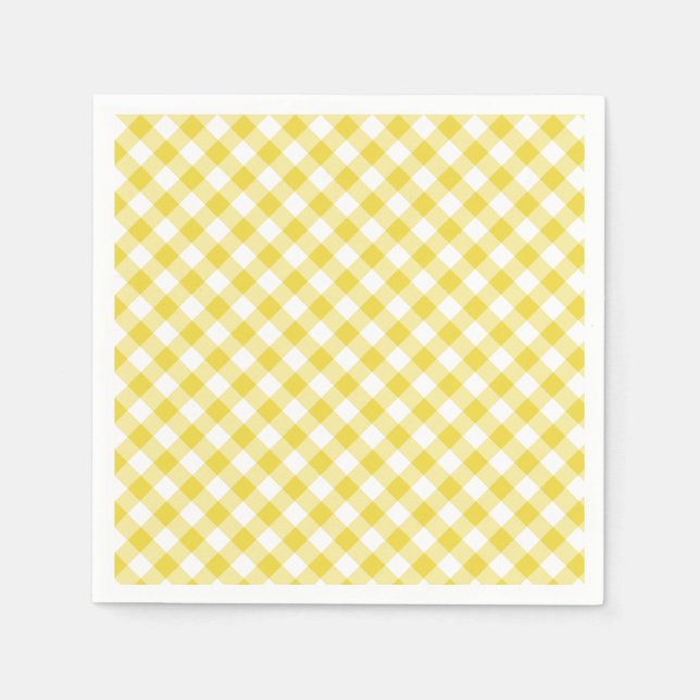 Retro Gingham Golden Yellow Serviette (Vorderseite)