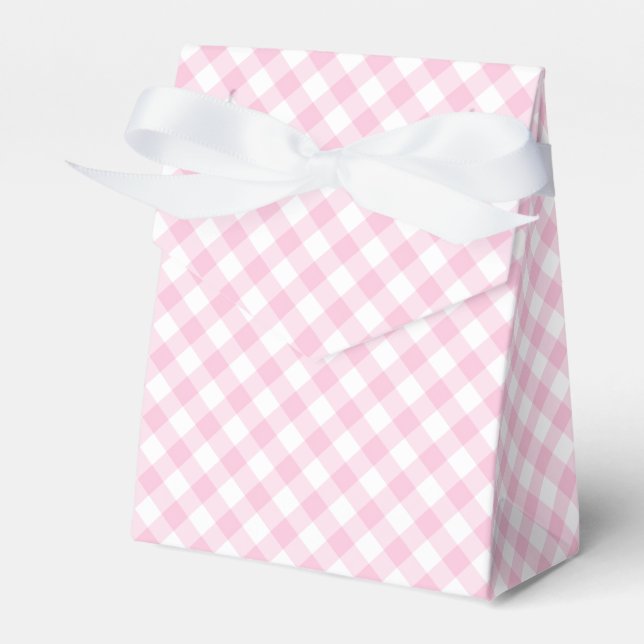 Retro-Gingham Hellrosa Geschenkschachtel (Vorderseite)