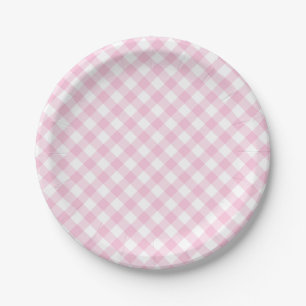 Retro-Gingham Hellrosa Pappteller