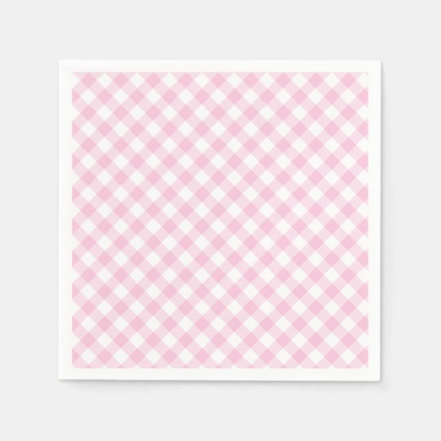 Retro-Gingham Hellrosa Serviette (Vorderseite)