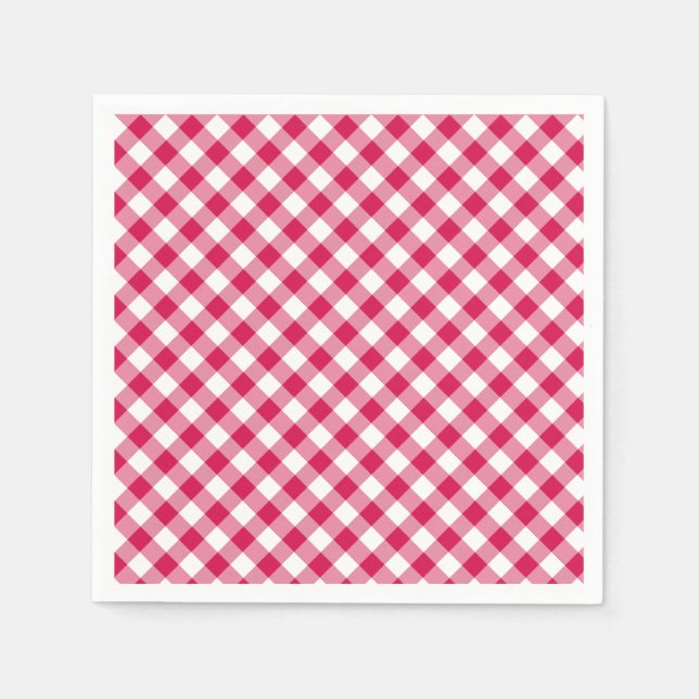 Retro-Gingham-Himbeere Serviette (Vorderseite)