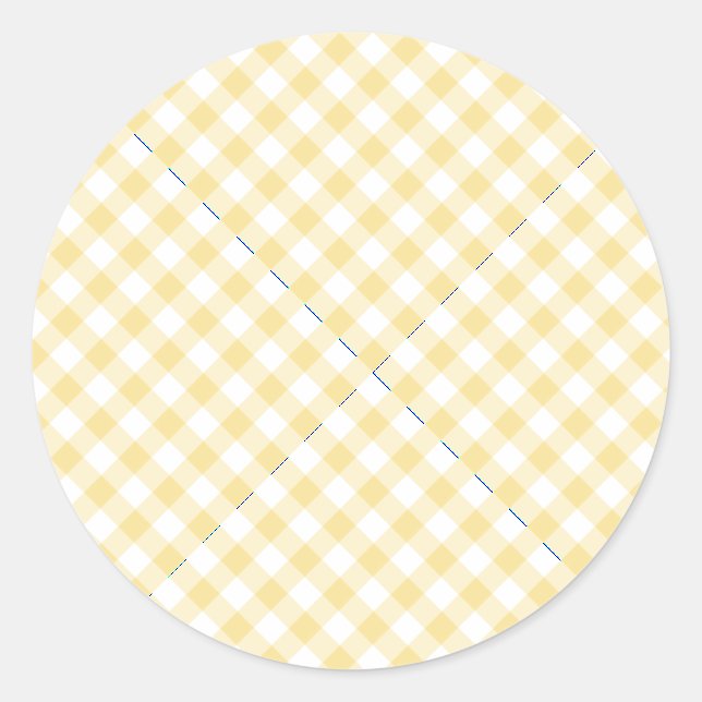 Retro-Gingham Kanariengelb Runder Aufkleber (Vorderseite)
