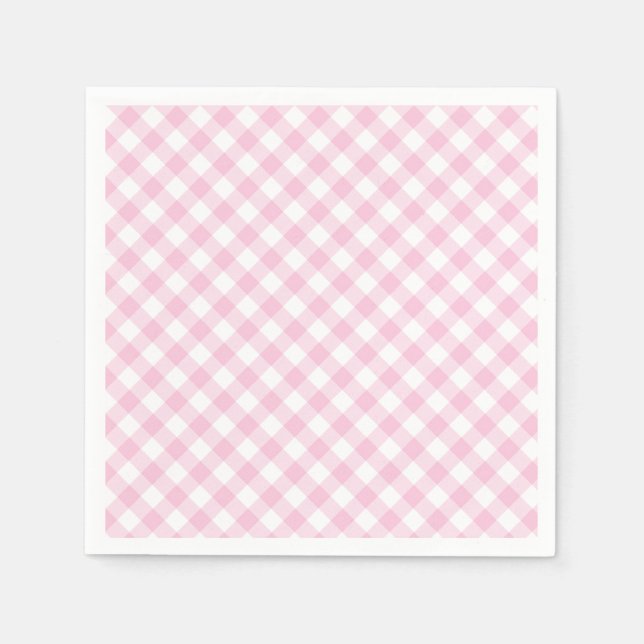 Retro Gingham Light Pink Serviette (Vorderseite)