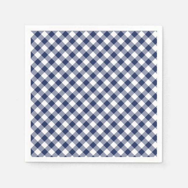 Retro-Gingham Navyblau Serviette (Vorderseite)