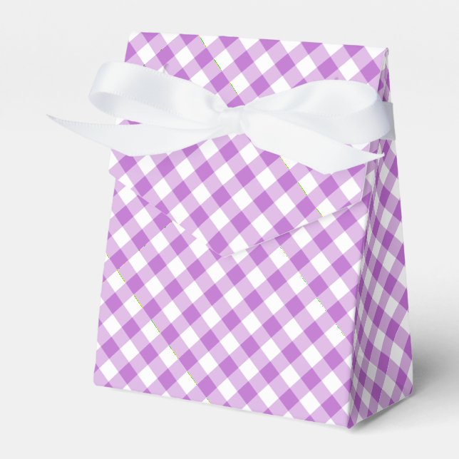 Retro-Gingham-Orchidee Lila Geschenkschachtel (Vorderseite)