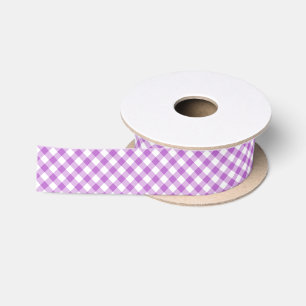 Retro-Gingham-Orchidee Lila Satinband