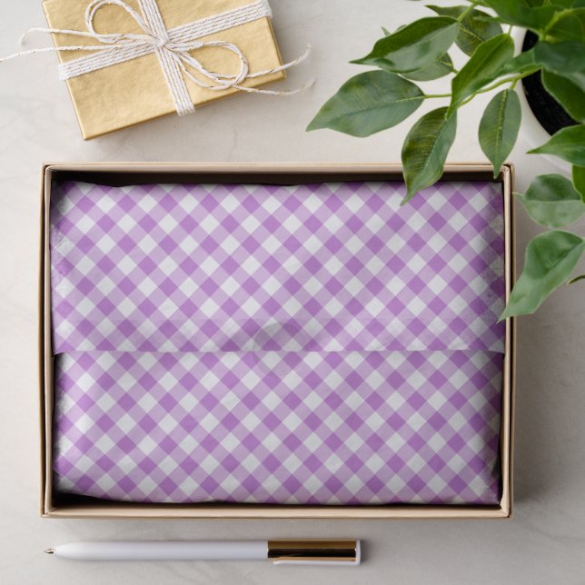 Retro-Gingham-Orchidee Lila Seidenpapier (Geschenk)