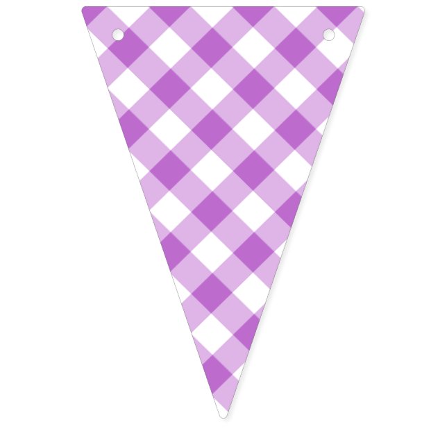 Retro-Gingham-Orchidee Lila Wimpelkette (Erste Fahne)
