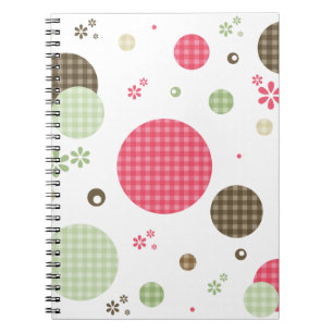 Retro Gingham Polka Dots and Daisies Notizblock