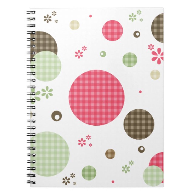 Retro Gingham Polka Dots and Daisies Notizblock (Vorderseite)