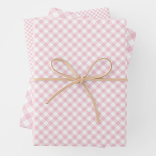 Retro-Gingham Rosa Geschenkpapier Set