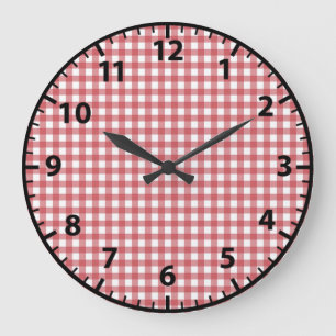 Retro Gingham Shabby Chic Große Wanduhr