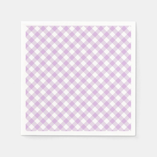 Retro Gingham Soft Lila Serviette (Vorderseite)