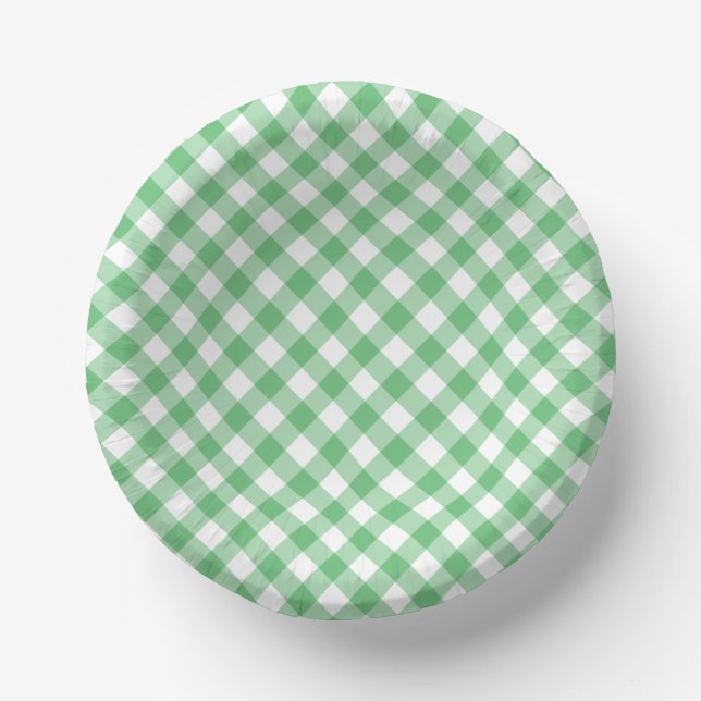 Retro-Gingham Sommergrün Pappteller (Vorderseite)