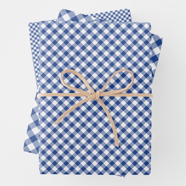 Retro Gingham True Blue Geschenkpapier Set (Beispiel)