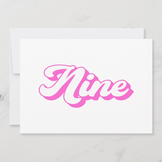 Retro Girl 9. Geburtstag Einladung (Vorderseite)