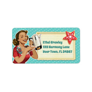 Retro Girl Christmas Cookie Swap-Adresse Adressaufkleber