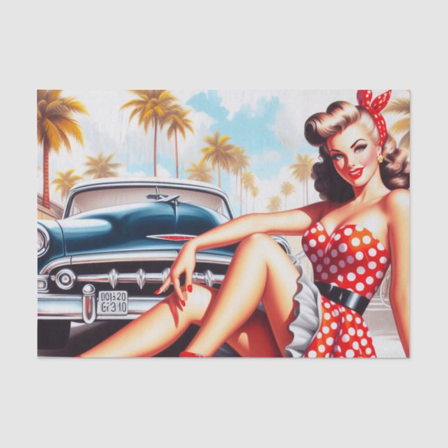 Retro Girl Classic Button Up Seidenpapier (Vorderseite)