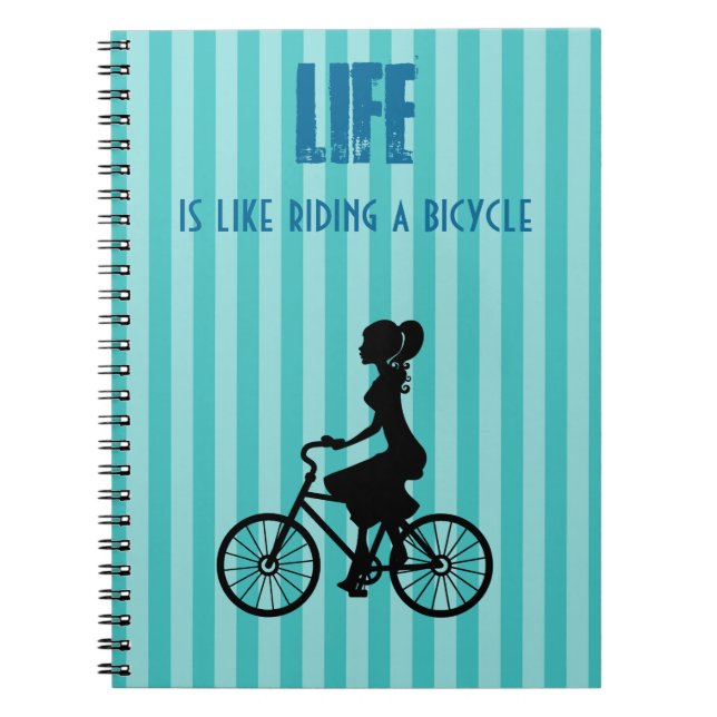 Retro Girl Cyclist - Das Leben ist wie Fahrradfahr Notizblock (Vorderseite)