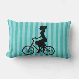 Retro Girl Cyclist Silhouette Lendenkissen