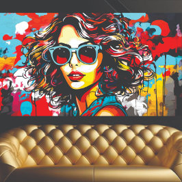 Retro Girl Graffiti Art Poster