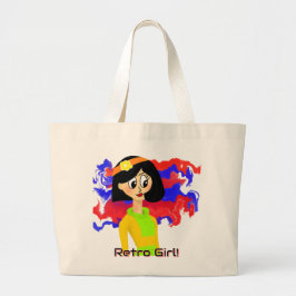 Retro Girl Medium Jumbo Tote Bag Stoffbeutel