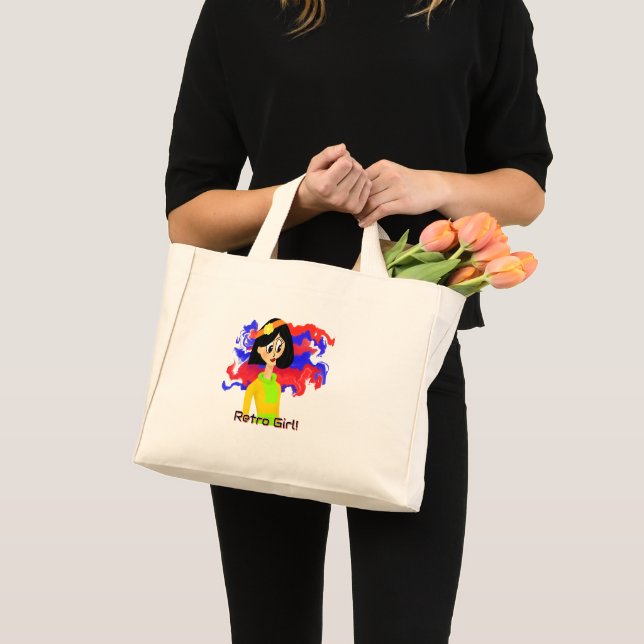 Retro Girl Mini Tote Bag Mini Stoffbeutel (Vorderseite (Produkt))