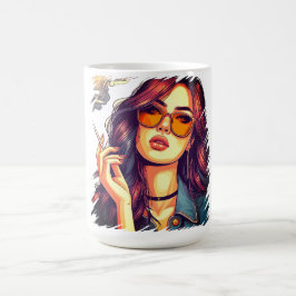 Retro Girl mit Sonnenbrille Kaffeetasse