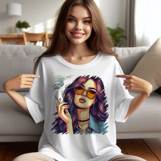 Retro Girl mit Sonnenbrille T-Shirt