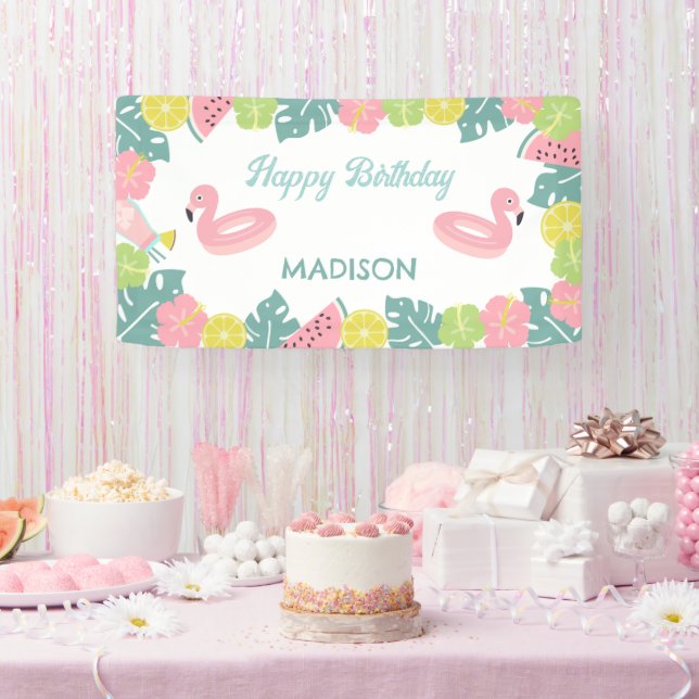 Retro Girl Pool Party Banner (Party)