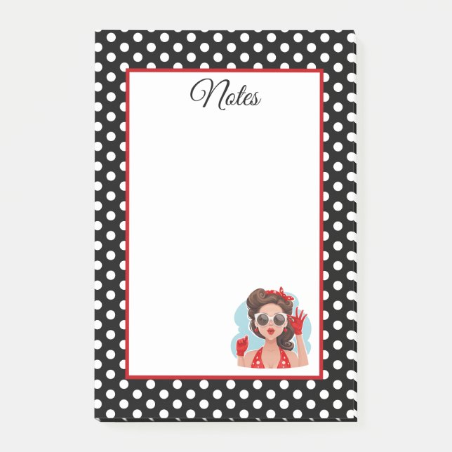 Retro Girl Post-it Klebezettel (Vorderseite)