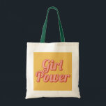 Retro Girl Power Maßgeschneiderter Name Tote Bag Tragetasche<br><div class="desc">Retro Girl Power Maßgeschneiderter Name Tote Bag</div>