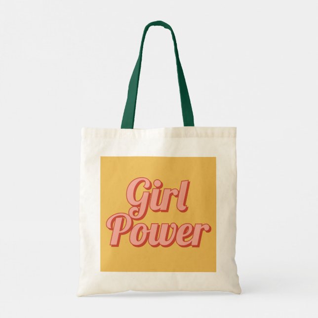 Retro Girl Power Maßgeschneiderter Name Tote Bag Tragetasche (Rückseite)