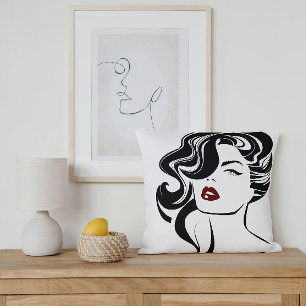 Retro Girl Red Lips Kissen