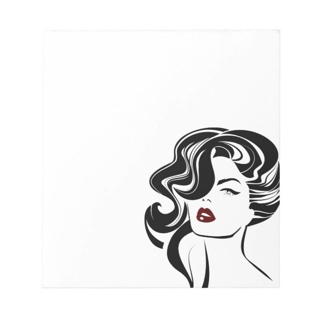 Retro Girl Red Lips Notizblock (Vorderseite)